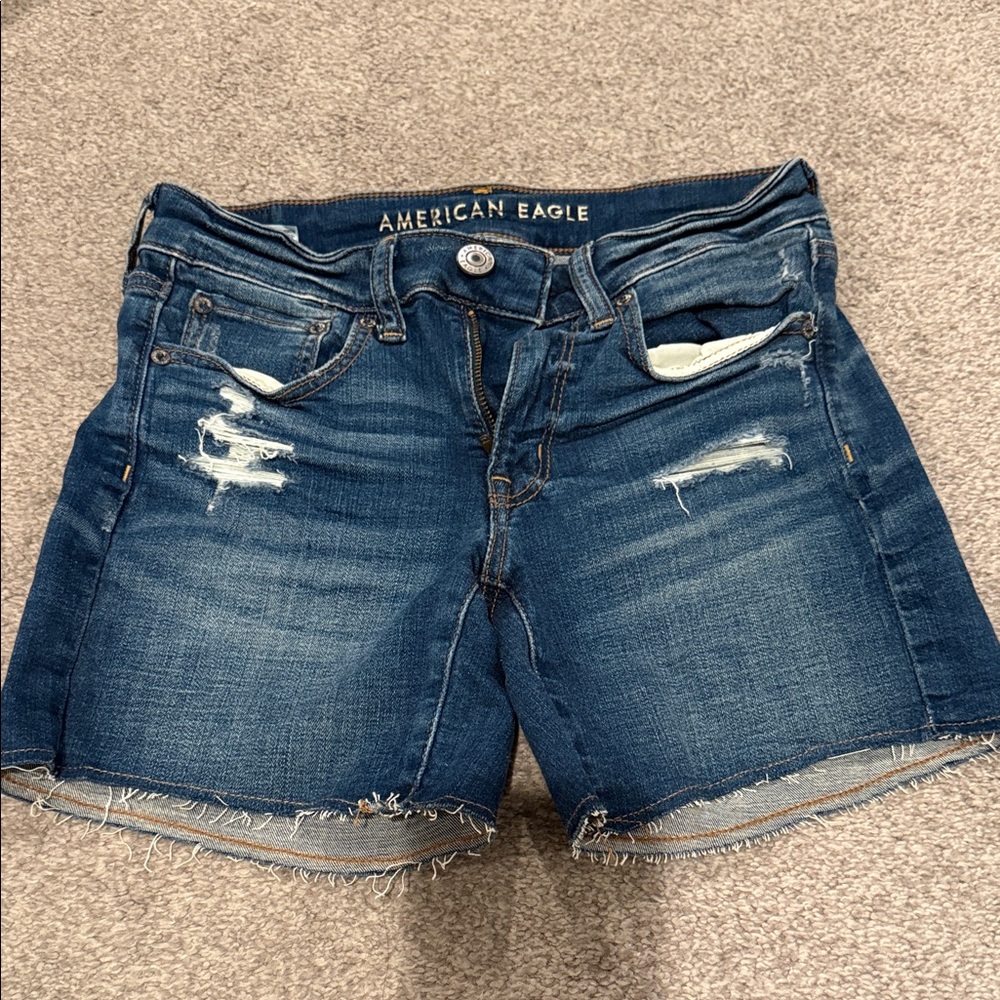 American Eagle Outfitters Distressed Blue Jean Shorts